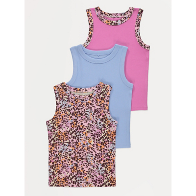 George Leopard Print Vest 3 Pack - Pink
