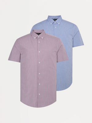 Check Short Sleeve Regular Shirt 2 Pack
