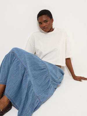 Denim Tiered Maxi Skirt | Women | George at ASDA