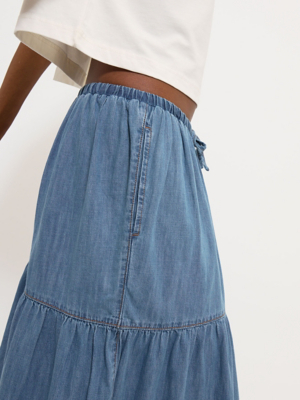 Denim Tiered Maxi Skirt | Women | George at ASDA