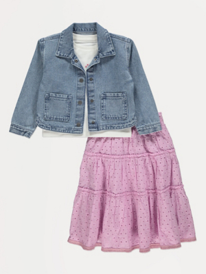 Denim Jacket T-shirt and Maxi Skirt Outfit