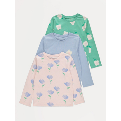 George Pastel Floral Long Sleeve T-shirts 3 Pack - Multi