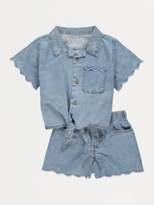 Denim Wiggle Shirt and Shorts Set