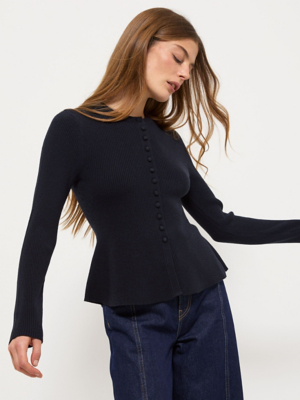 Navy Ribbed Peplum Cardigan | Women | George at ASDA