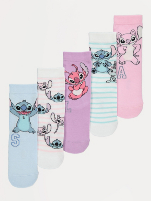 Disney Stitch Striped Ankle Socks 5 Pack
