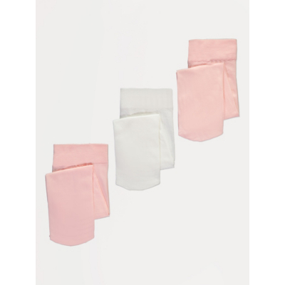 George Pink and White Tights 3 Pack - White/Pink