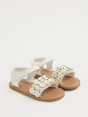 White Daisy Applique Sandals | Kids | George at ASDA