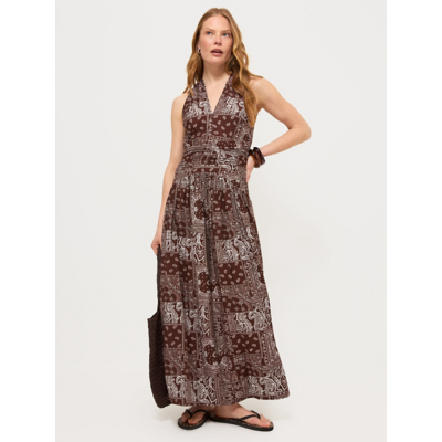 George Brown Paisley Tie Maxi Dress - Chocolate Brown