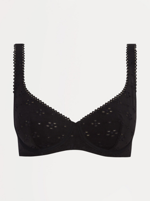 Black Broderie Non-Padded Bra | Lingerie | George at ASDA