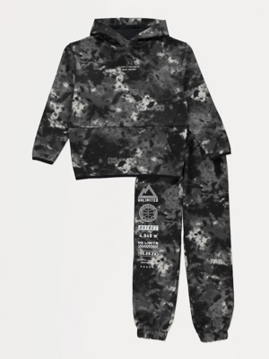 Grey Blur Print Hoodie and Joggers Set