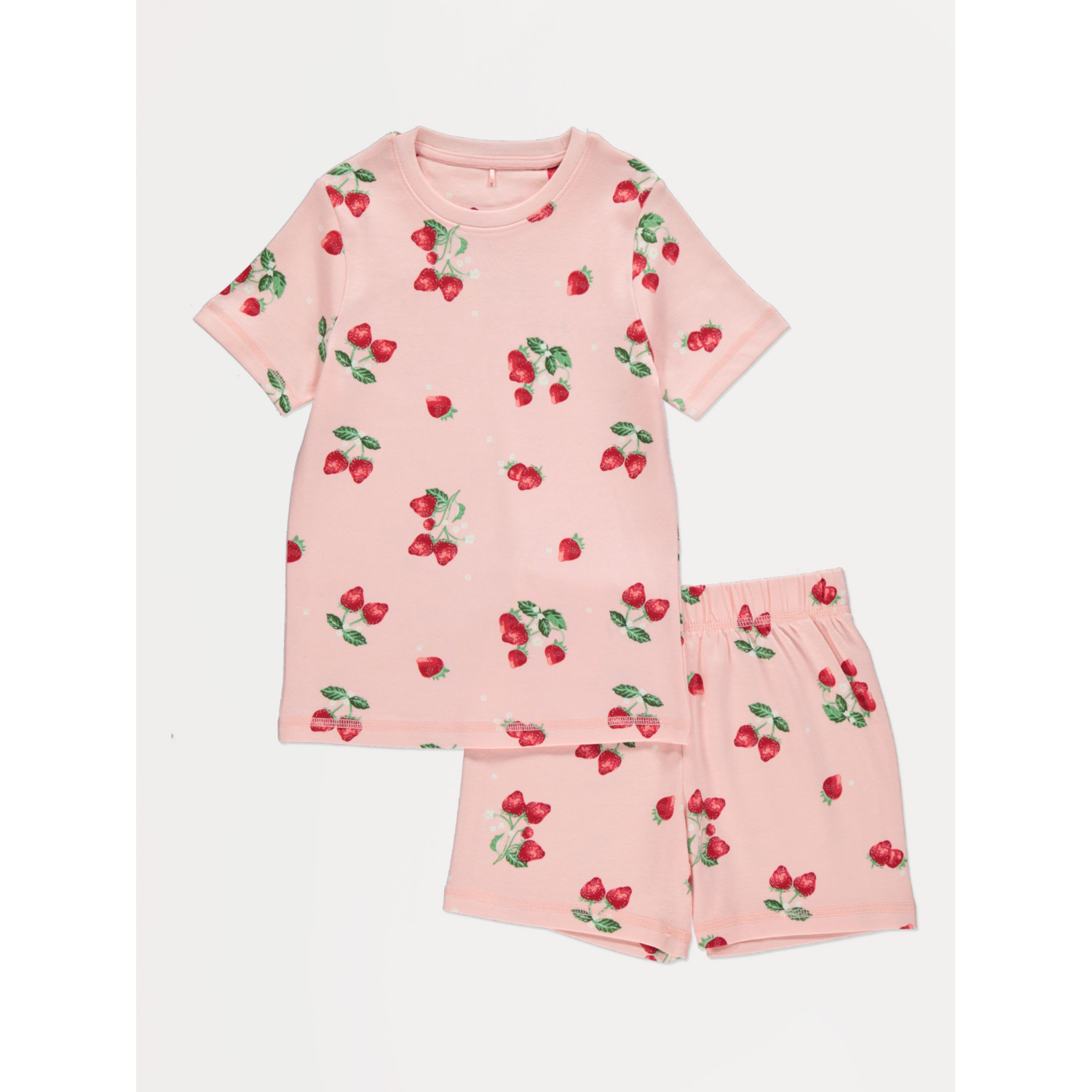 George Girls Pink Strawberry Print Short Pyjamas
