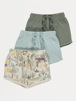 Palm Tree Textured Shorts 3 Pack | Baby | George at ASDA