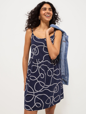 ladies dress with belt Blue Striped Button Down Dress With Belt main image 1
