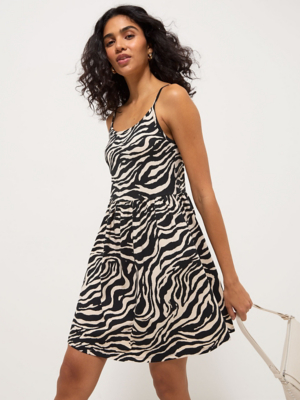 sachin and babi light blue dress Black and White Zebra Print Bodycon Mini Dress