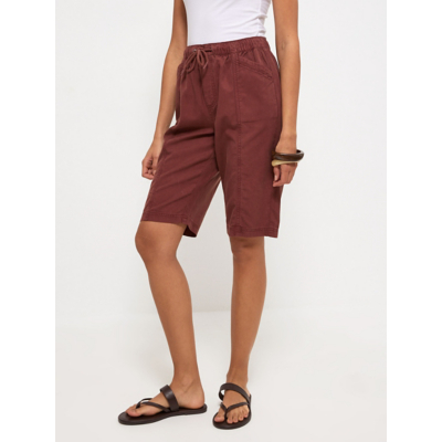 George Light Brown Cotton Twill Over The Knee Shorts - Chocolate Brown