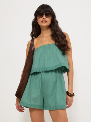 Teal Crochet Trim Bandeau Playsuit | Women | George at ASDA