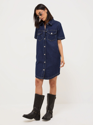 Light Blue Denim Mini Shirt Dress | Women