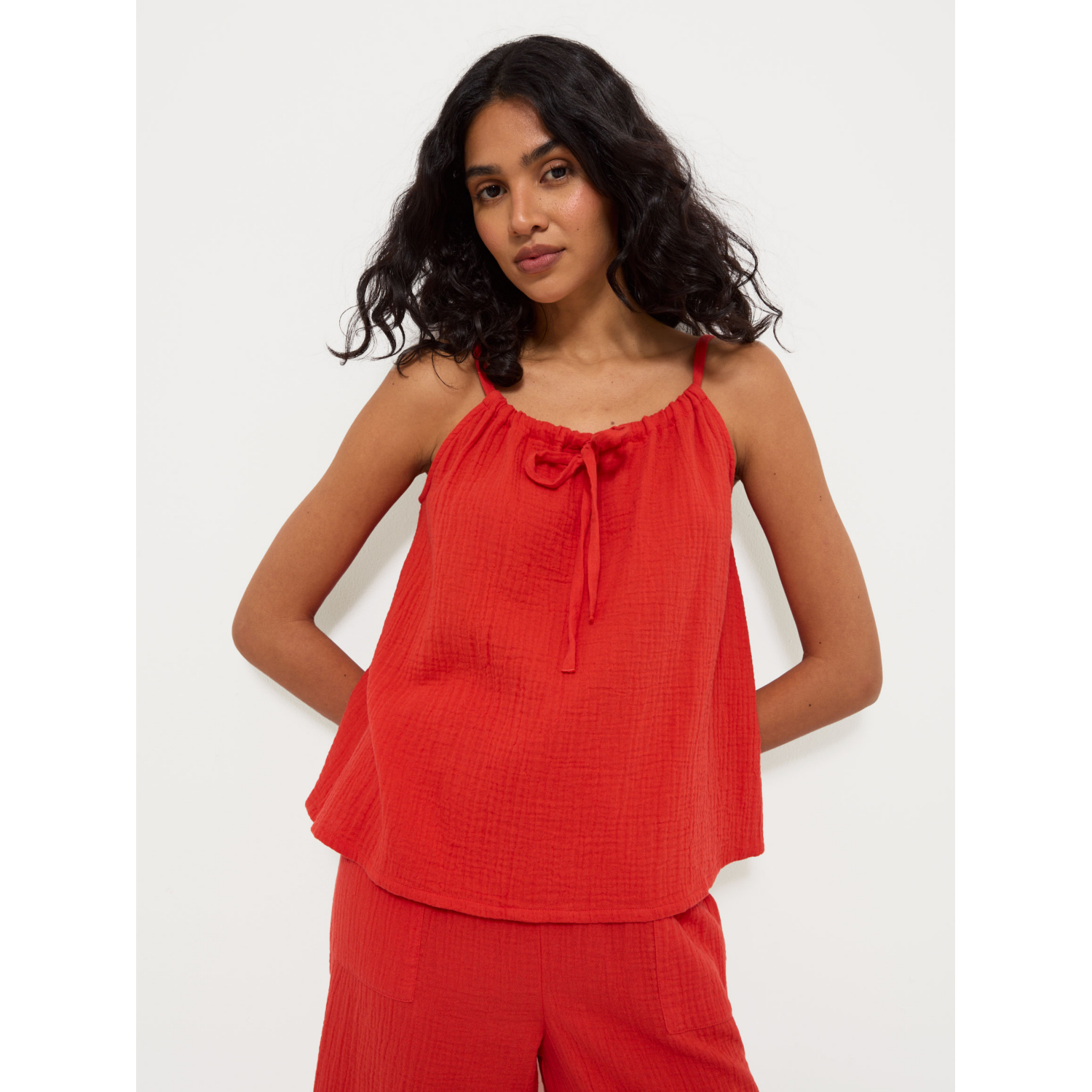 George Women's Red Cheesecloth Co-Ord Cami