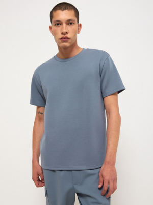 Slate Blue Crew Neck Scuba T-shirt