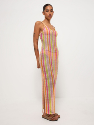 neon striped maxi dress REVOLVE AFRM Neon Green/Yellow Zebra Striped Maxi Bodycon Dress, Size Medium