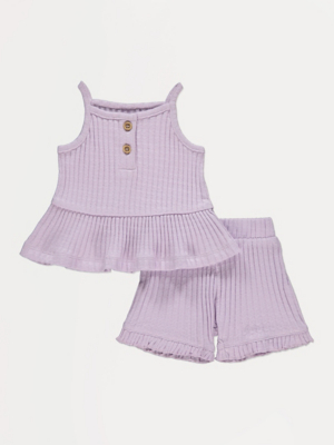 Lilac Ribbed Top and Shorts Outfit | Baby | George at ASDA