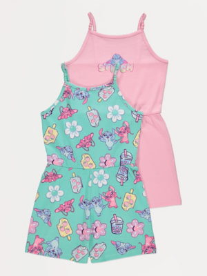 Disney Stitch Ribbed Playsuits 2 Pack
