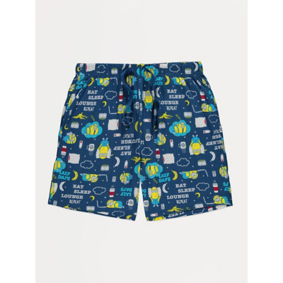 George Minions Blue Printed Jersey Shorts - Navy