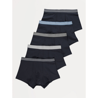George Navy Striped Hipster Boxer Shorts 5 Pack - Blue