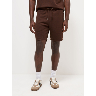 George Chocolate Brown Textured Jersey Shorts