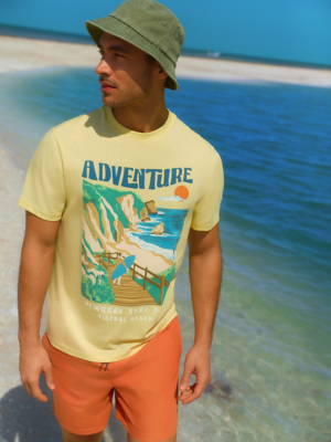 Yellow Surf Adventure Graphic T Shirt