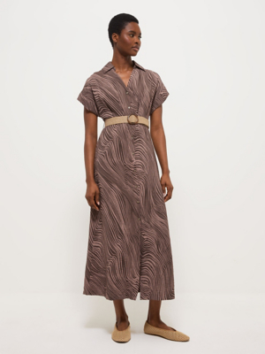 Brown Zebra Print Shirt Midi Dress | Women | George at ASDA