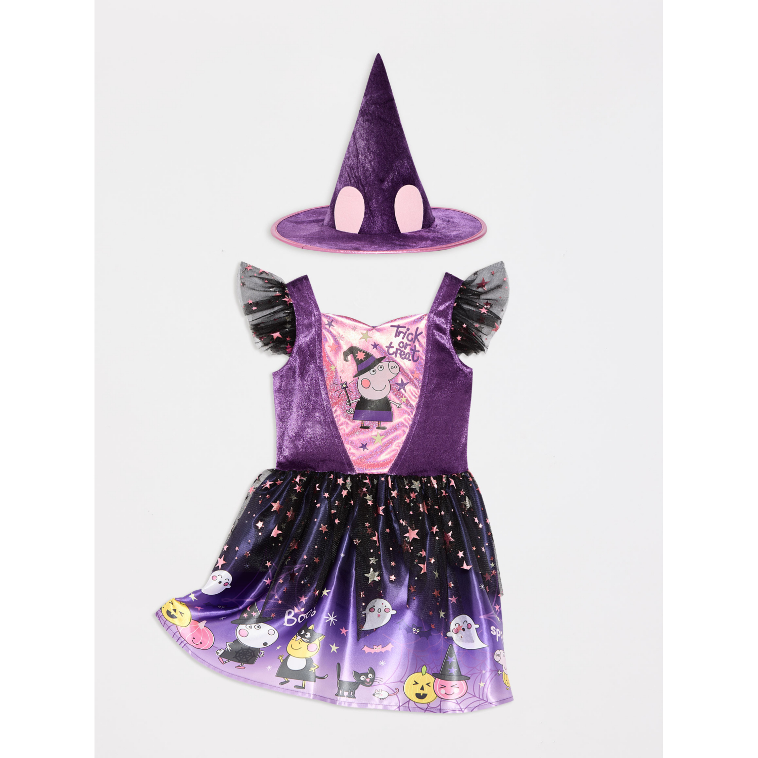 Peppa Purple Halloween Pig Witch Fancy Dress Costume