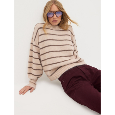 George Beige Striped Knitted Jumper - Cream