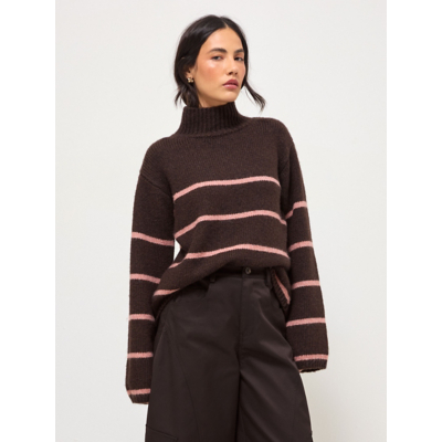 George Brown High Neck Striped Knitted Jumper