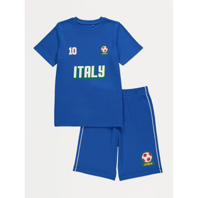 George Blue Italy Football Short Pyjamas