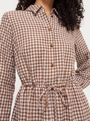 Brown Check Shirt Mini Dress | Women | George at ASDA
