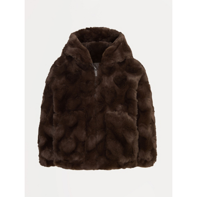 George Chocolate Brown Heart Faux Fur Jacket
