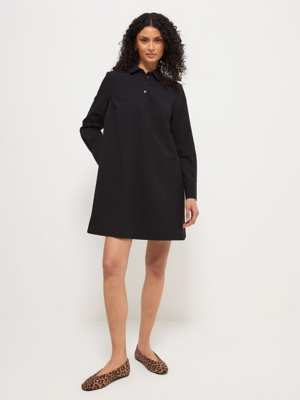 Black Linen Blend Short Sleeve Belted Midi Shirt Dress | Women | George at  ASDA