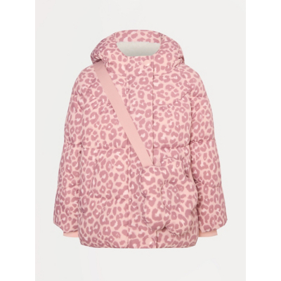George Pink Leopard Print Fleece Lined Padded Coat and Flower Bag