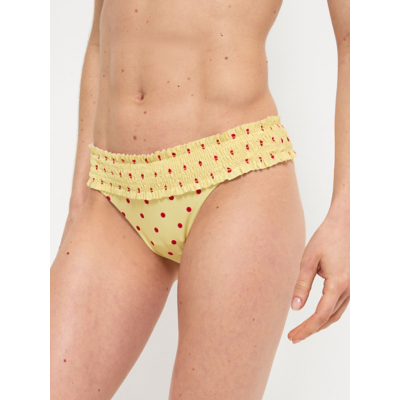 George Yellow Polka Dot Shirred Bikini Bottoms - Light Yellow