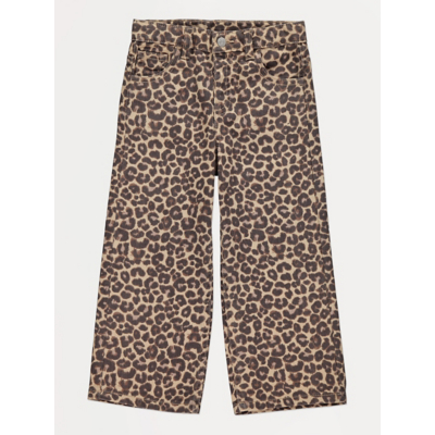George Leopard Print Wide Leg Jeans - Brown