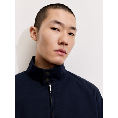 George Navy Button Neck Zip Front Harrington Jacket