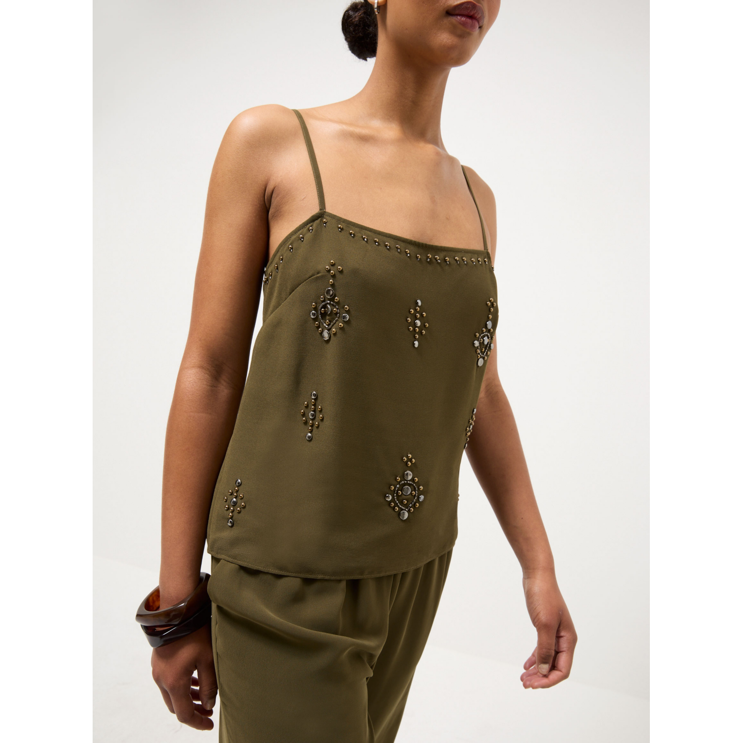 George Women's Khaki Embellished Co-Ord Cami