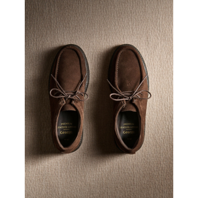George Brown Suede Chunky Apron Shoes - Chocolate Brown