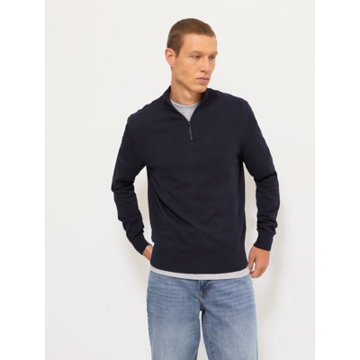 George Navy Quarter Zip Funnel Neck Knitted Jumper