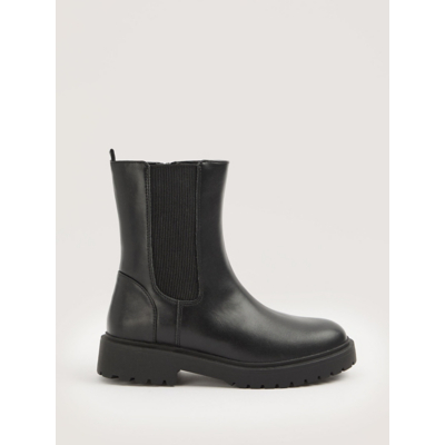 George Black Faux Leather Midi Calf Chelsea Boots