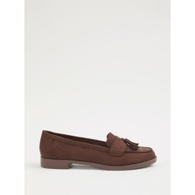 George Chocolate Brown Faux Suede Tassel Loafer