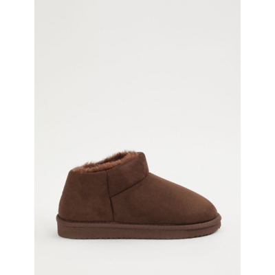 George Brown Suedette Snug Slipper Boots - Chocolate Brown