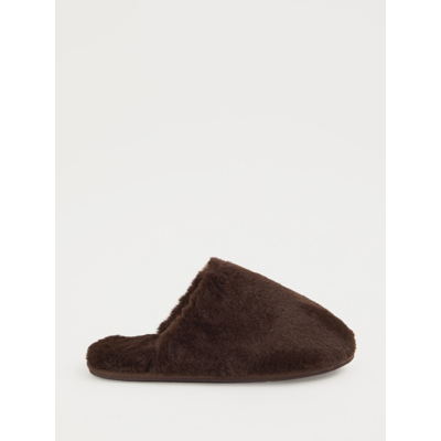 George Brown Faux Fur Mule Slippers - Chocolate Brown
