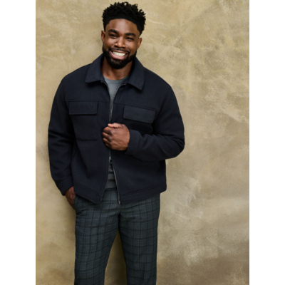 George Navy Zip Up Trucker Jacket